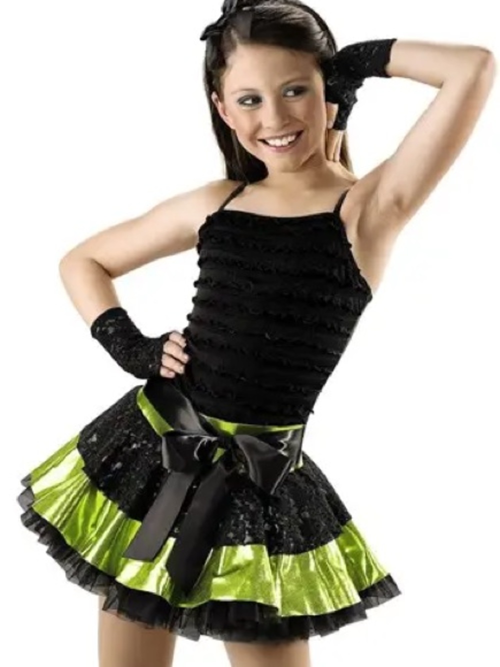 Girls Black and Fuchsia Dance Costume